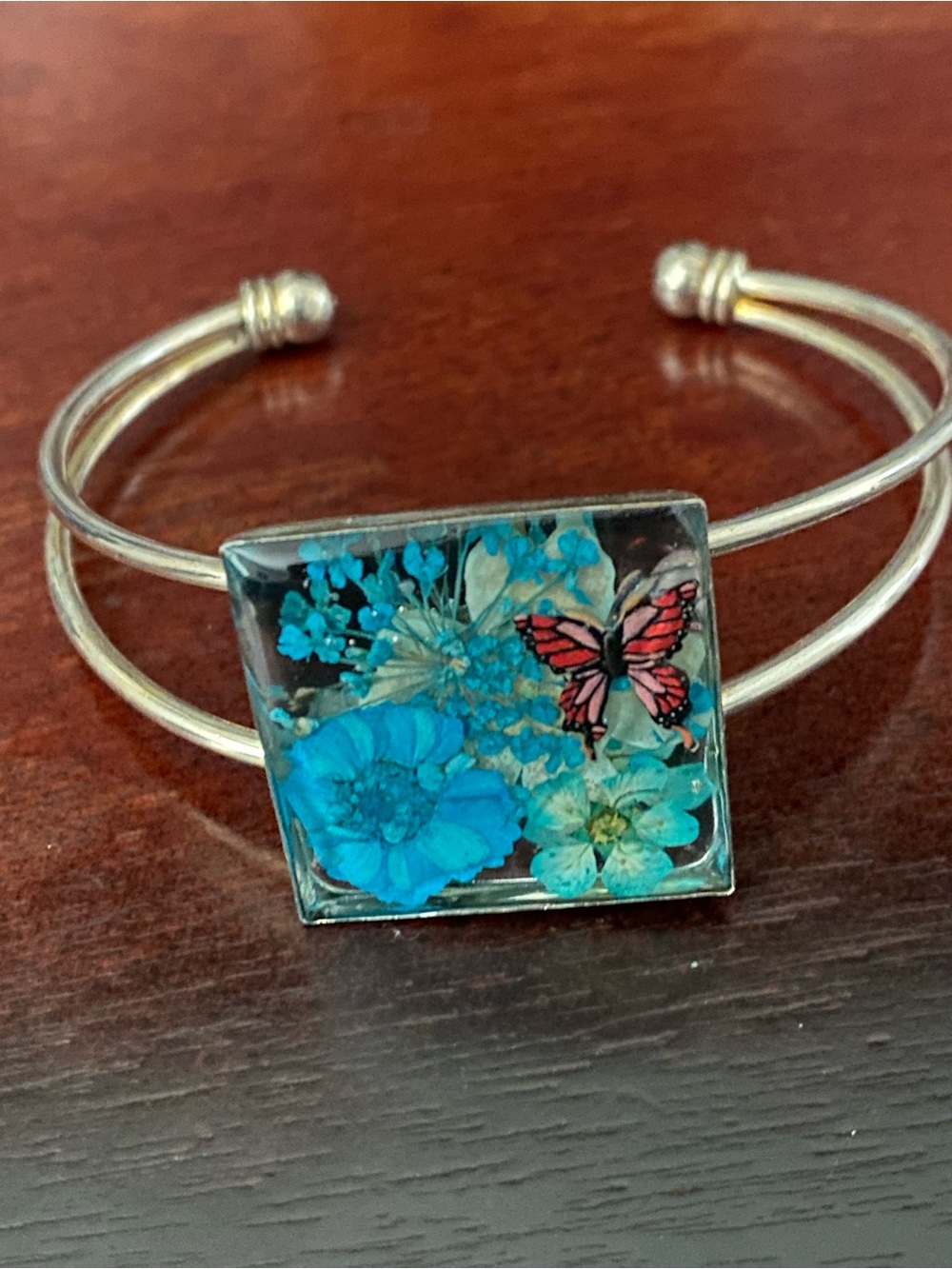 Handmade Floral Butterfly Adjustable Cuff Bracelet